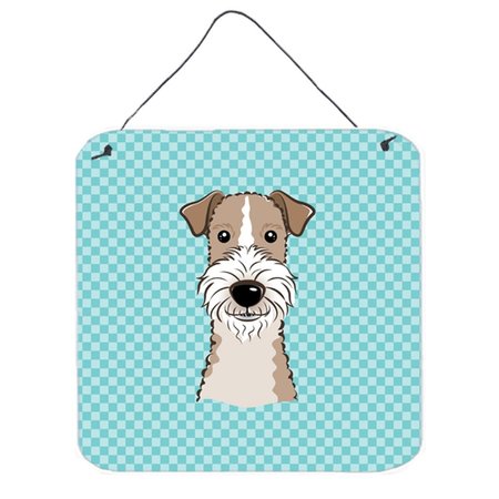 MICASA Checkerboard Blue Wire Haired Fox Terrier Aluminum Metal Wall Or Door Hanging Prints6 x 6 In. MI256007